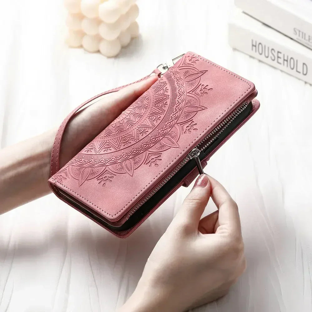 For Poco X8 Pro Max X7 F6 X6 X5 X3 NFC 5G Zipper Wallet Case Crossbody Book Shell Xiaomi Poco M8 M7 Pro M6 F5 C75 X 8 Flip Cover
