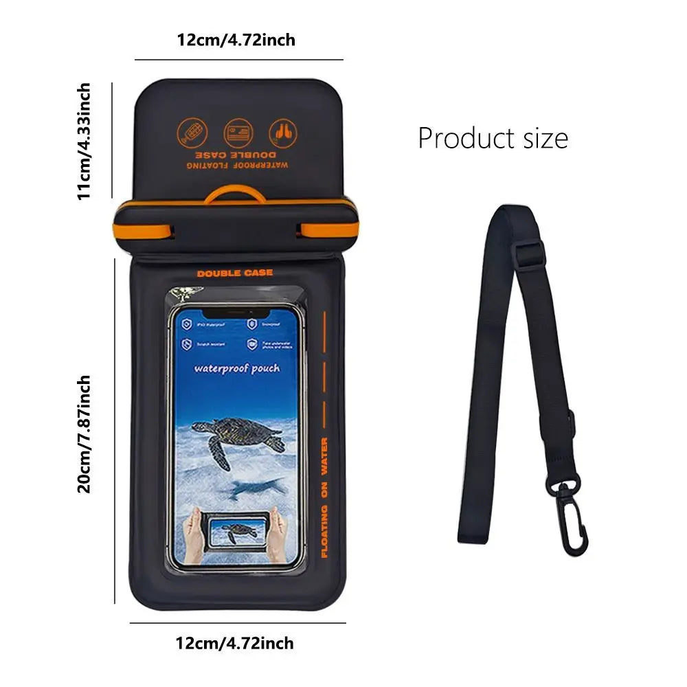 IPX8 Floating Phone Pouch Screen Touchable Universal Waterproof Phone Case with Lanyard 2 Pockets Cellphone Dry Bag Swimming