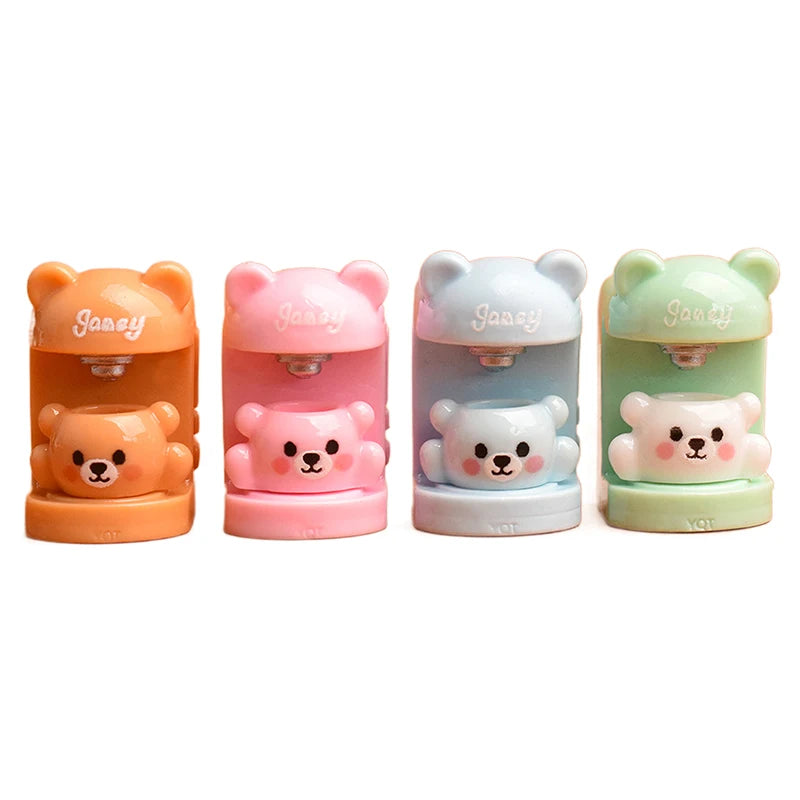 4Set Little Bear Dollhouse Miniature Coffee Machine & Cup Set Home Appliances Decor Toy for Doll House Accessories