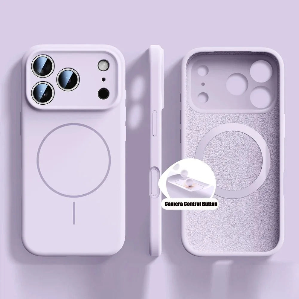 New Liquid Silicone Magnetic Case For iPhone 17 16 15 14 13 12 Pro Max 16 Plus Air Original Soft Cover For iPhone 17 16 Pro Max