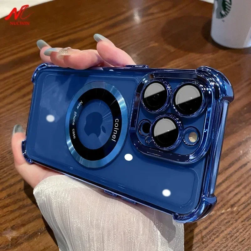 Clear for Magsafe Case for iPhone 15 16 17 Pro Max Air Plus Airbag Shockproof Silicone Cover for iPhone 11 12 13 14 Pro Max