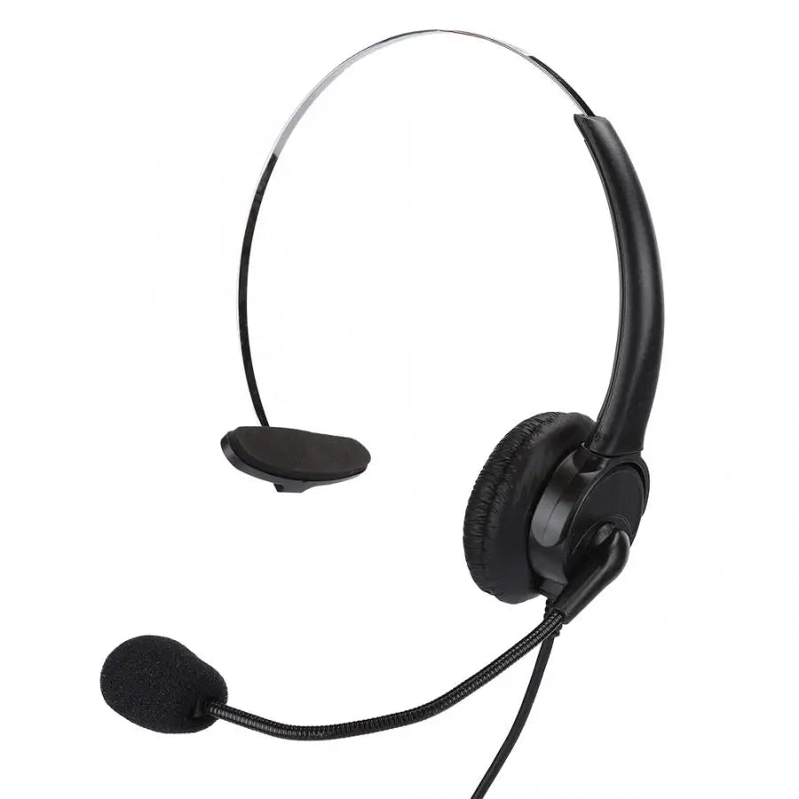 Wired Landline Phone Customer Service Hotline Headset Headset PhoneMono-ear Earbuds Handle Wired Headset with Microphone