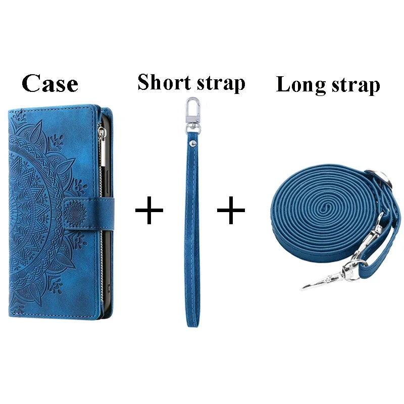 For Poco X8 Pro Max X7 F6 X6 X5 X3 NFC 5G Zipper Wallet Case Crossbody Book Shell Xiaomi Poco M8 M7 Pro M6 F5 C75 X 8 Flip Cover