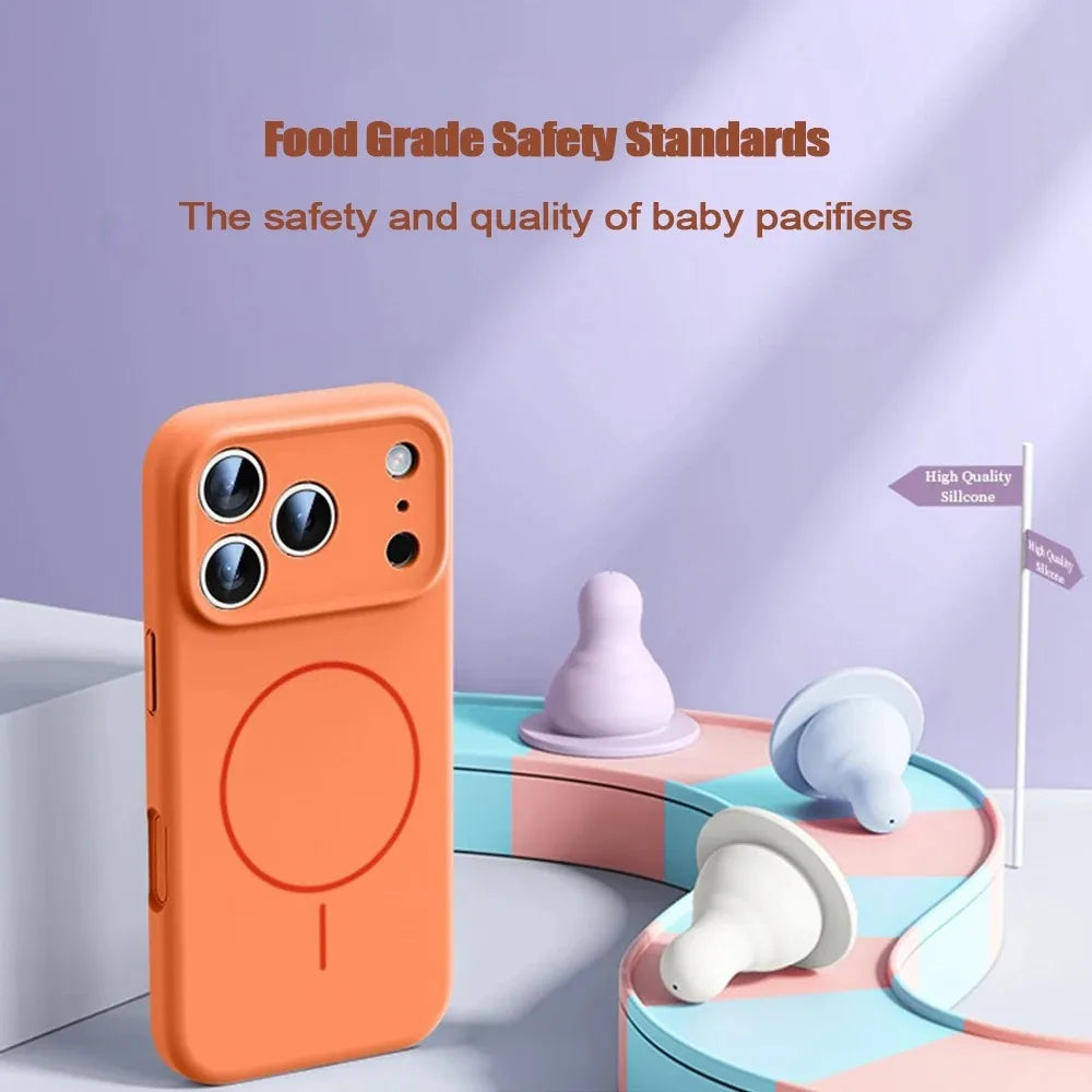 New Liquid Silicone Magnetic Case For iPhone 17 16 15 14 13 12 Pro Max 16 Plus Air Original Soft Cover For iPhone 17 16 Pro Max
