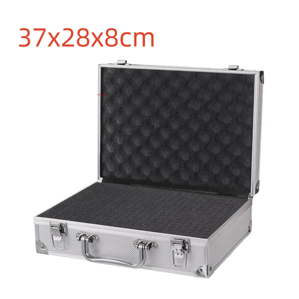 Shockproof Aluminum Tool Organizer Case, Portable Protective Box with Foam Sponge for DIY and Industrial Use