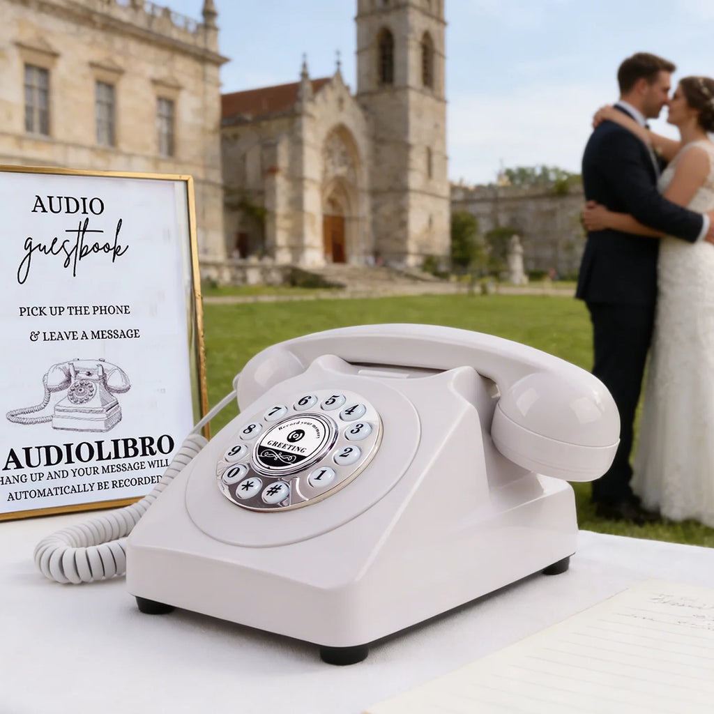 Audiolibro Guestbook Phone Voice Guest Book Wedding Classic Styl Retro Telephone for Wedding Retirement Graduation Birthday Part