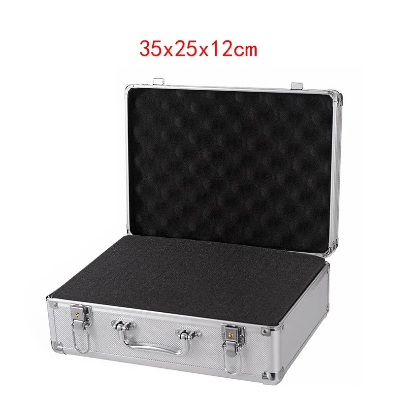 Shockproof Aluminum Tool Organizer Case, Portable Protective Box with Foam Sponge for DIY and Industrial Use
