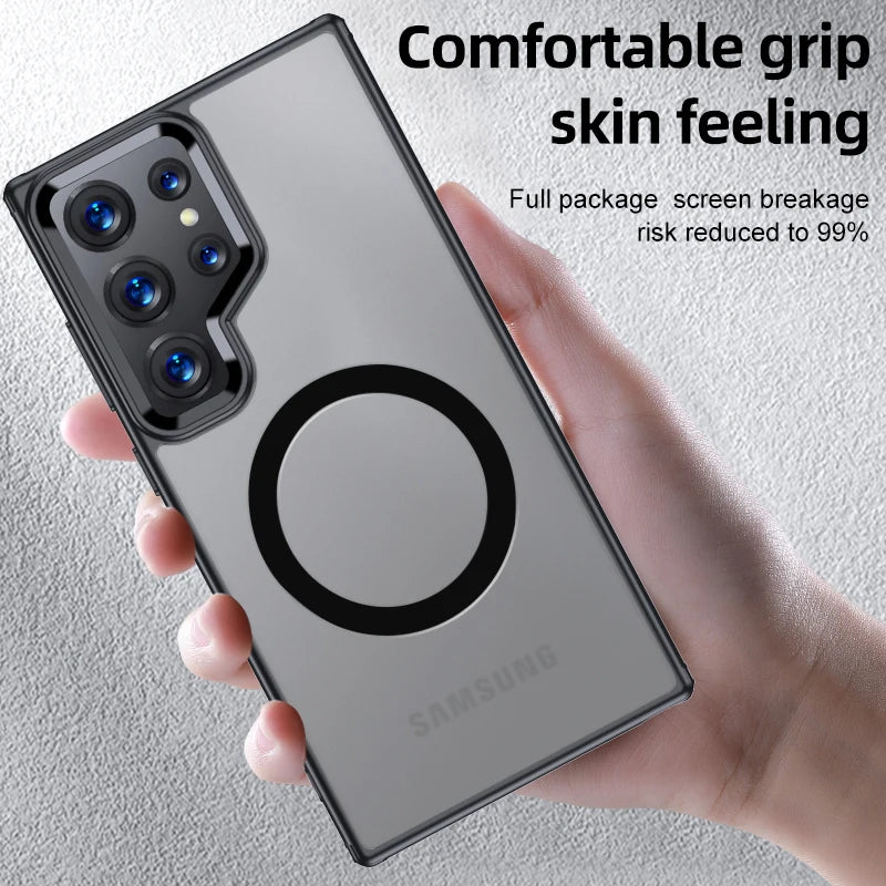 Airbags Shockproof Magnetic Wireless Charging Case Shell For Samsmung Galaxy S25 S24 S23 Ultra FE S24 Plus S24+ S23+ Armor Cover