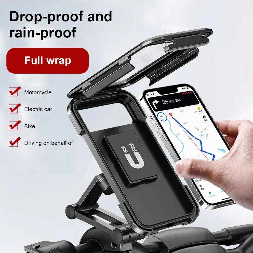 Waterproof Bike Phone Holder 360 Rotation Motorcycle Phone Mount Fully Enclosed Touch Sensitive for iPhone 17 16 Pro Max/15/14