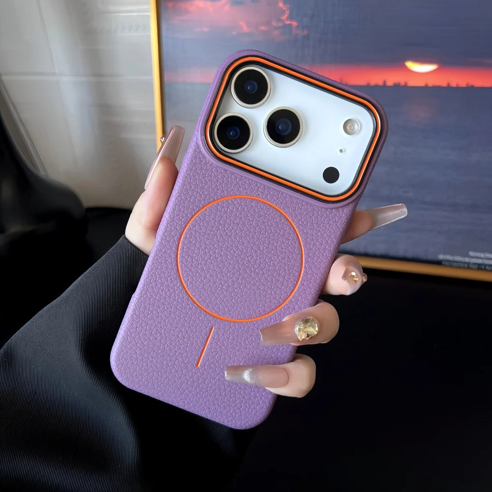 Lichee Pattern Magnetic 17promax Case for IPhone 17 Pro Max 16 14 15 Plus 13 12 17 Air Pro Max 11 for Magsafe Soft Cover
