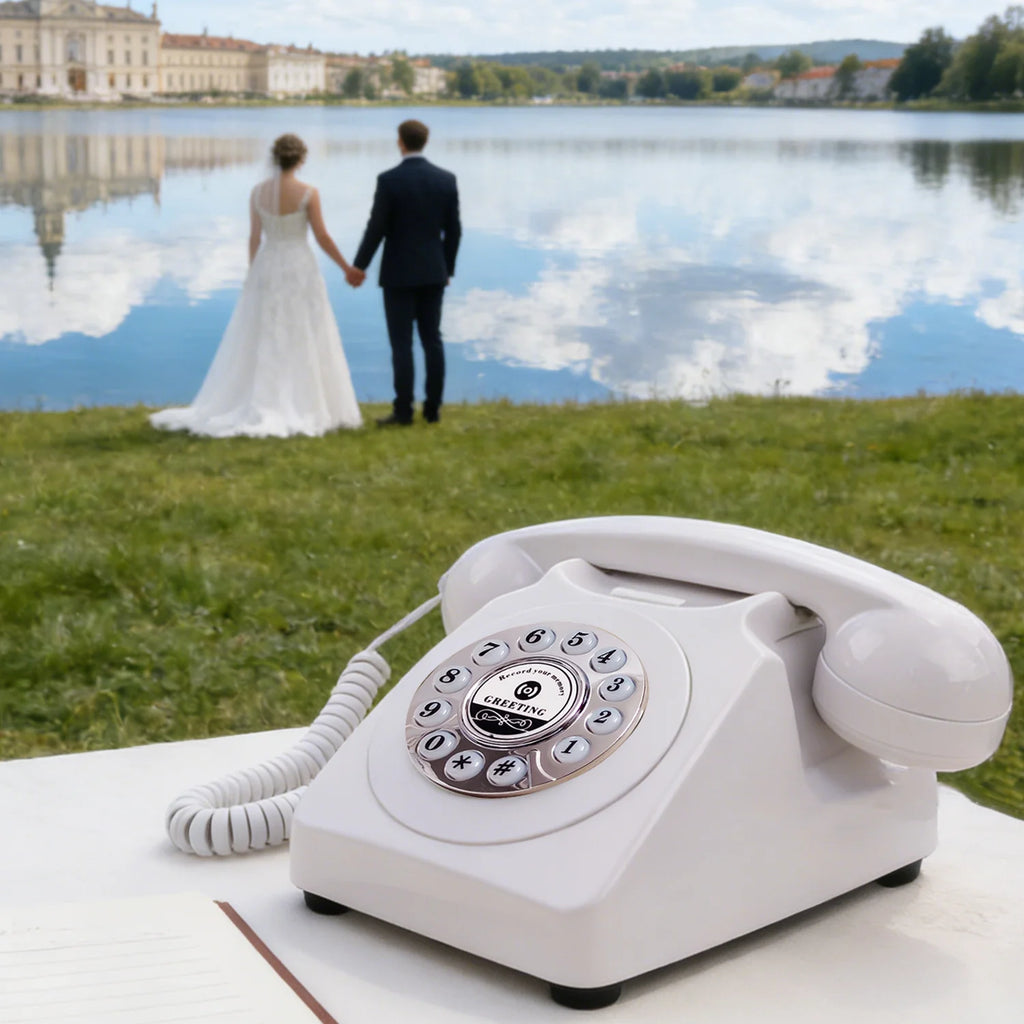 Audiolibro Guestbook Phone Voice Guest Book Wedding Classic Styl Retro Telephone for Wedding Retirement Graduation Birthday Part