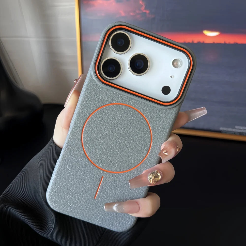 Lichee Pattern Magnetic 17promax Case for IPhone 17 Pro Max 16 14 15 Plus 13 12 17 Air Pro Max 11 for Magsafe Soft Cover