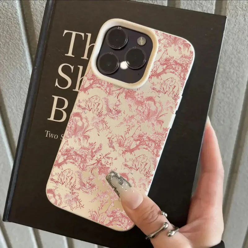 Pink Floral Lichee Pattern For IPhone 17 17Air 16 15 14 13 12 11 Pro Max Case Silicone Cover For IPhone 16 15 14 Plus Case