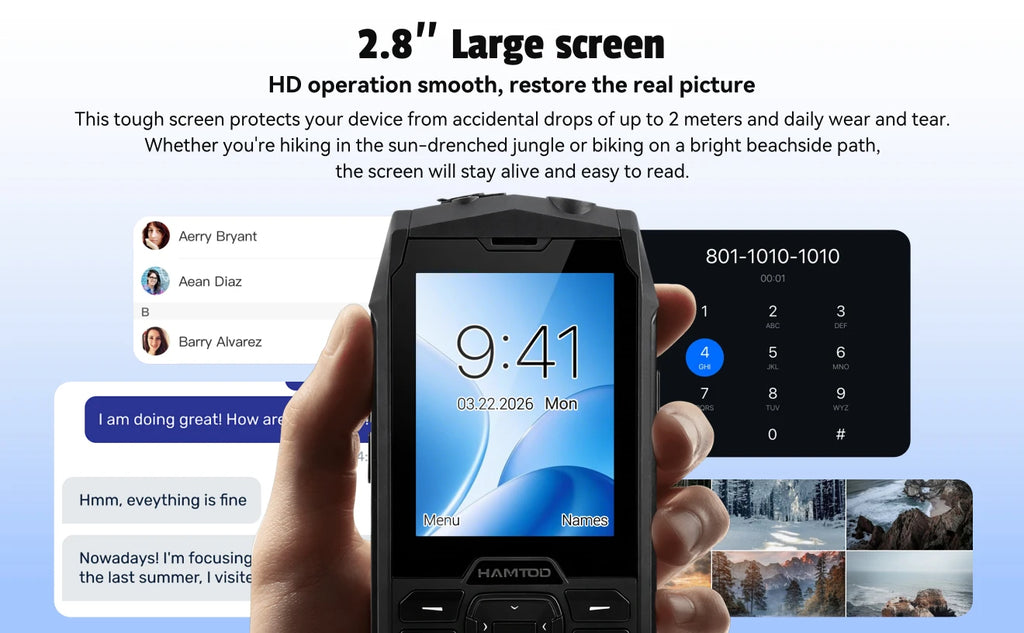 HAMTOD H3 Rugged Phone 2.8 inch HD Screen Quad-core 2000mAh Battery 0.3MP Camera 4G VoLTE