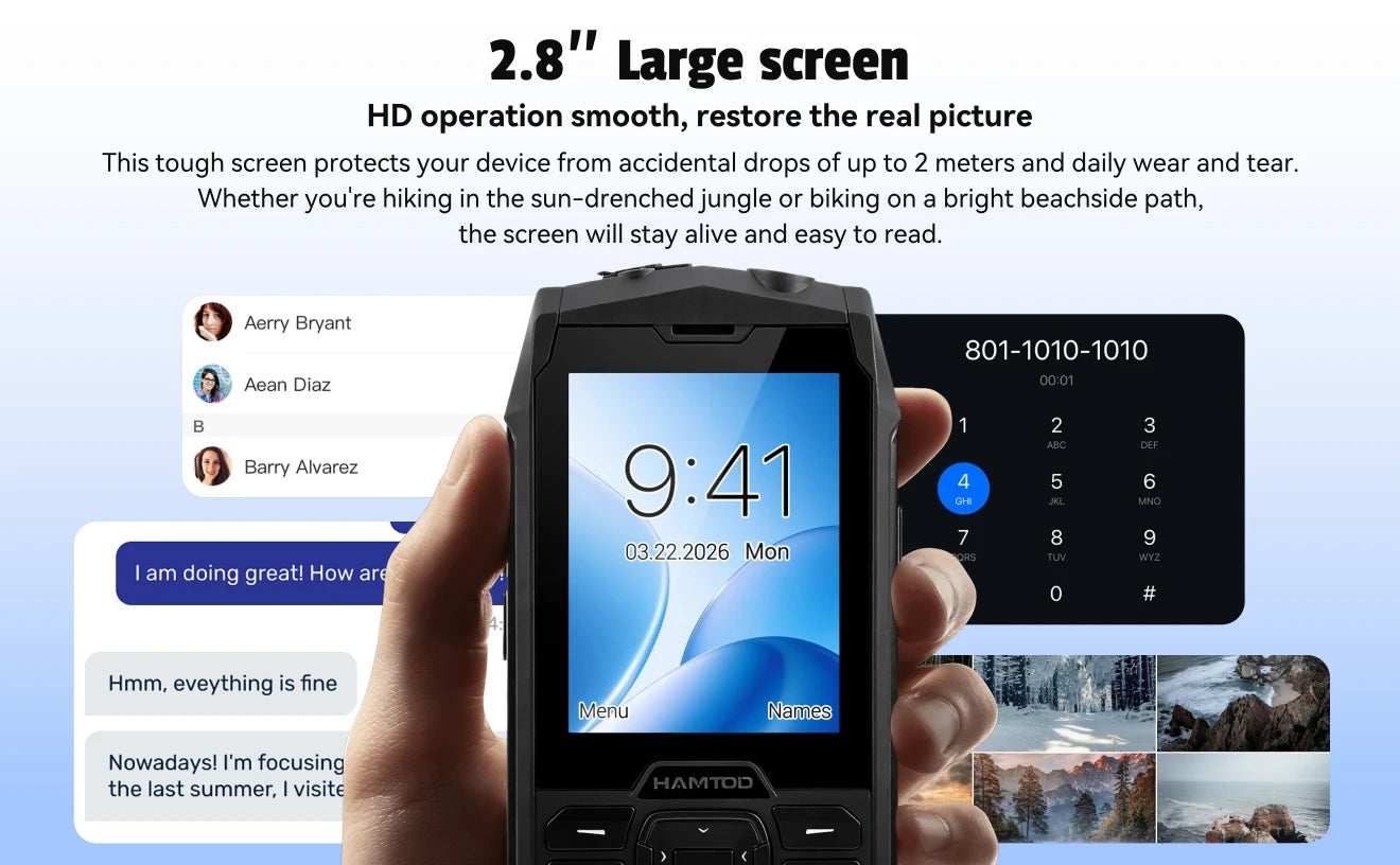 HAMTOD H3 Rugged Phone 2.8 inch HD Screen Quad-core 2000mAh Battery 0.3MP Camera 4G VoLTE