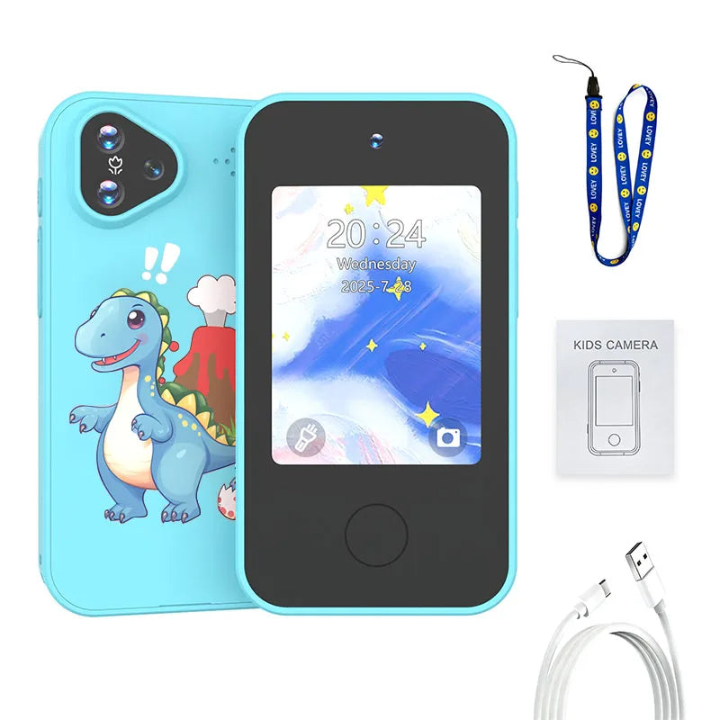 This children's smart early education toy phone features storytelling, music playback, and photo-taking functions.
