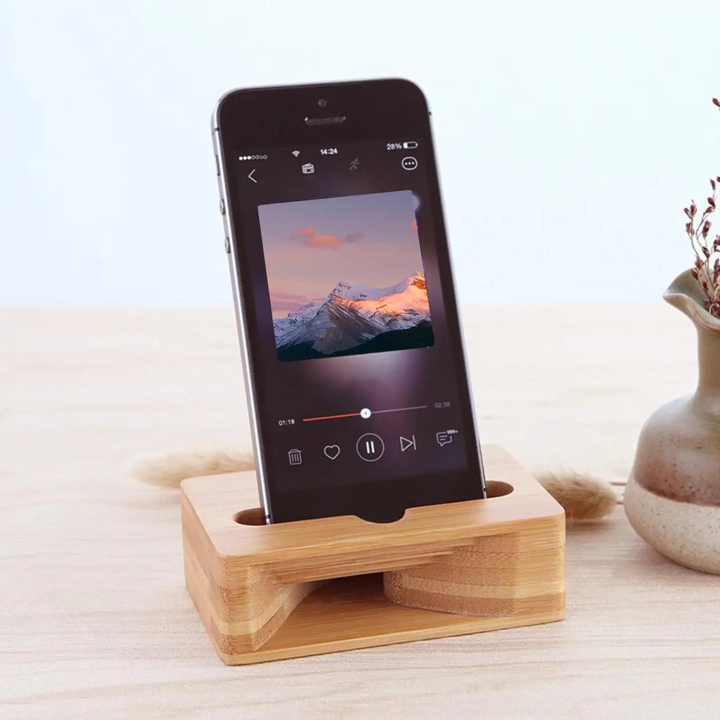 Wooden Phone Speaker Cell Phone Deskholder Sound Amplifier Phone Dock Clear Calls and Music Mobile Phone Riser Loudspeaker