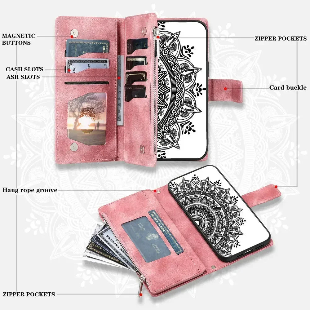 For Poco X8 Pro Max X7 F6 X6 X5 X3 NFC 5G Zipper Wallet Case Crossbody Book Shell Xiaomi Poco M8 M7 Pro M6 F5 C75 X 8 Flip Cover