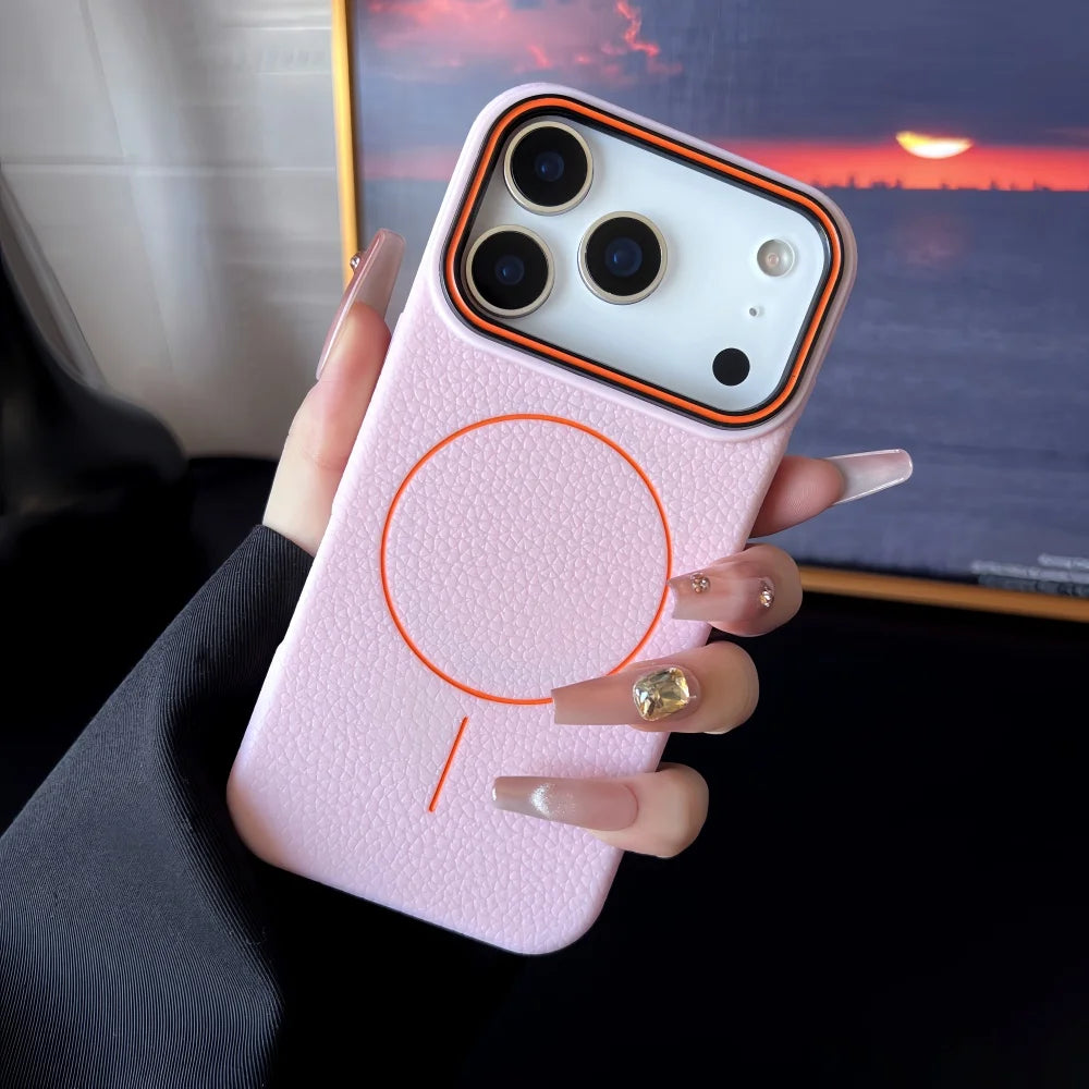 Lichee Pattern Magnetic 17promax Case for IPhone 17 Pro Max 16 14 15 Plus 13 12 17 Air Pro Max 11 for Magsafe Soft Cover