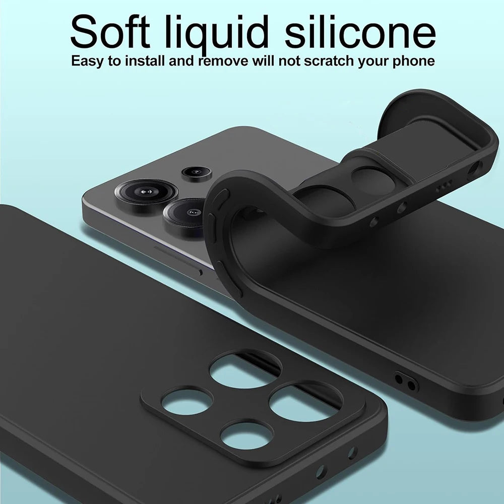 Ultra Thin Matte Soft Silicone Case For Xiaomi Redmi Note 13 12 Pro Plus Pro+ 12S 12C 13C 4G 5G Black Solid Color TPU Back Cover