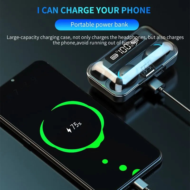 Wireless Earphones Bluetooth TWS 9D HiFi Headset LED Display Waterproof HD Calling Noise Reduction Headphones For iPhone Xiaomi