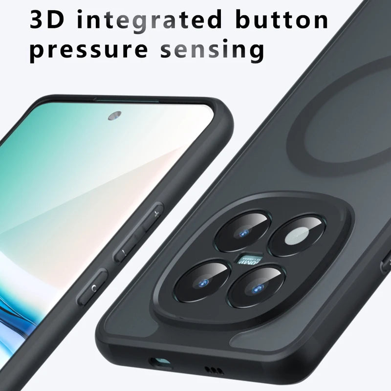 For Xiaomi Redmi Note 15 Pro Plus 5G Case Shockproof Magnetic Matte PC+TPU Anti-fingerprint Translucent Cover for Note15 Pro