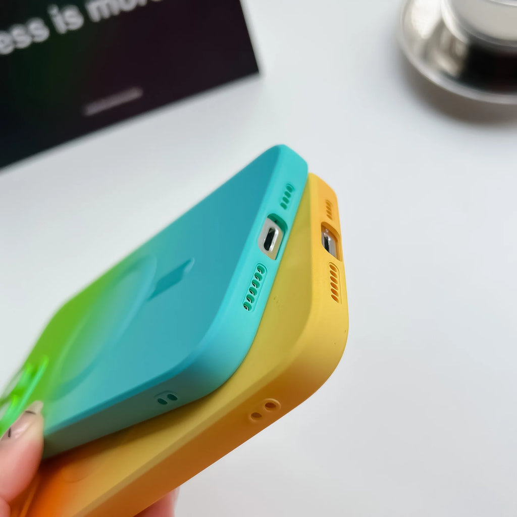 Luxury For Magsafe Gradient Silicone Multicolour Shockproof Case for iPhone 15 16 14 13 12 11 Pro Max E Wireless Charging Cover