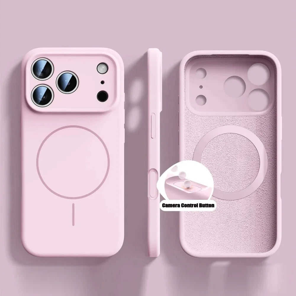 New Liquid Silicone Magnetic Case For iPhone 17 16 15 14 13 12 Pro Max 16 Plus Air Original Soft Cover For iPhone 17 16 Pro Max