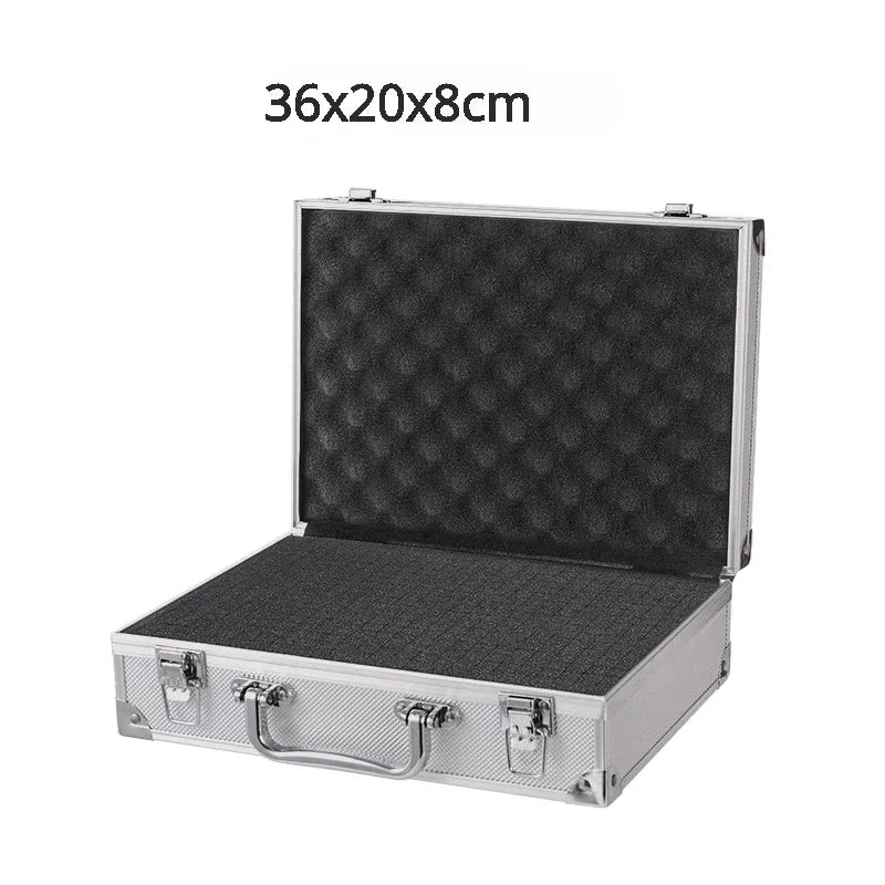 Shockproof Aluminum Tool Organizer Case, Portable Protective Box with Foam Sponge for DIY and Industrial Use
