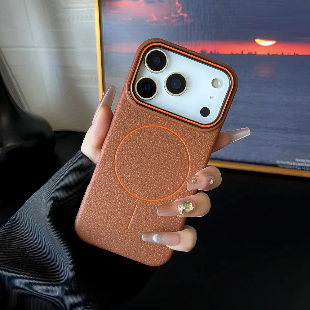 Lichee Pattern Magnetic 17promax Case for IPhone 17 Pro Max 16 14 15 Plus 13 12 17 Air Pro Max 11 for Magsafe Soft Cover