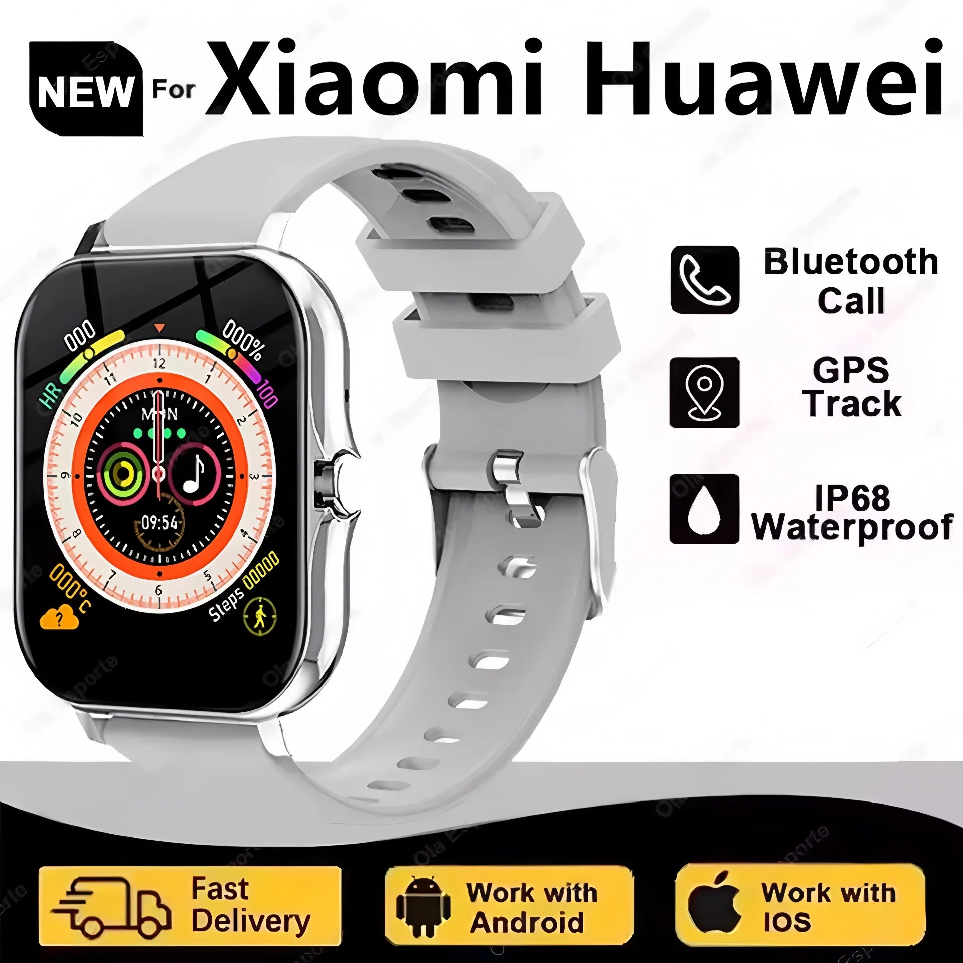 New SmartWatch Men Women 2.02 Amoled BT Call GPS Tracker NFC Sport Waterproof Heart Rate Smart Watch Fitness Tracker