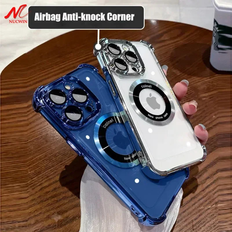 Clear for Magsafe Case for iPhone 15 16 17 Pro Max Air Plus Airbag Shockproof Silicone Cover for iPhone 11 12 13 14 Pro Max