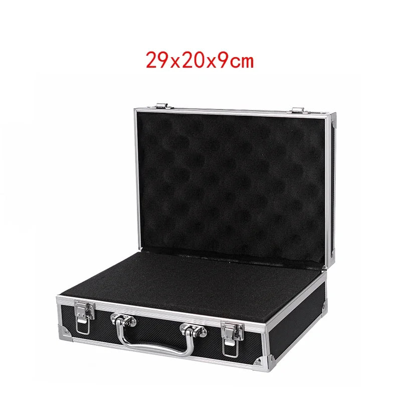 Shockproof Aluminum Tool Organizer Case, Portable Protective Box with Foam Sponge for DIY and Industrial Use