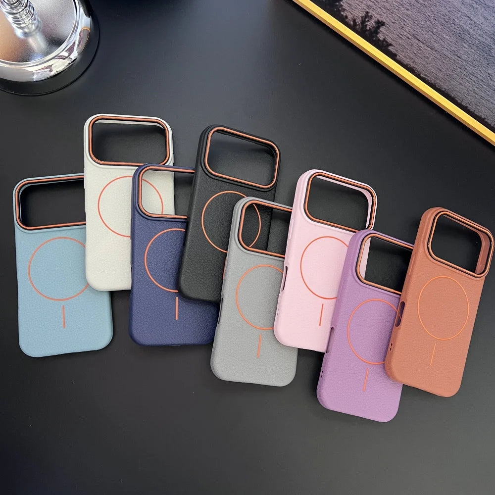 Lichee Pattern Magnetic 17promax Case for IPhone 17 Pro Max 16 14 15 Plus 13 12 17 Air Pro Max 11 for Magsafe Soft Cover