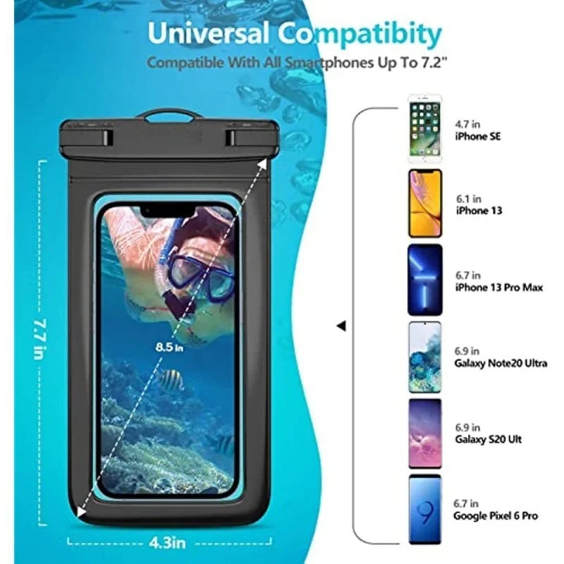 Universal Touch Screen Waterproof Phone Case Sealed Anti-Water Dust Lightweight Portable Perfect for Outdoor Sports