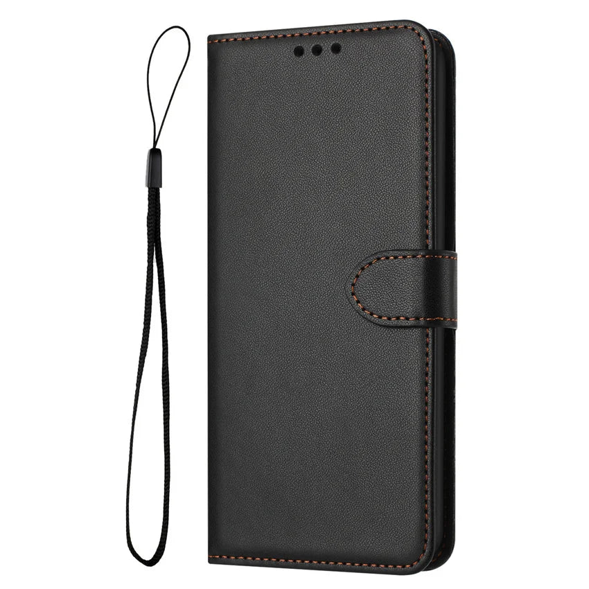 Solid Color Flip Leather Case For OPPO A16 A17 A37 A18 A57 A58 A60 A78 A94 A98 A74 A93 A54 A55 5G 4G A52 A72 Wallet Stand Cover