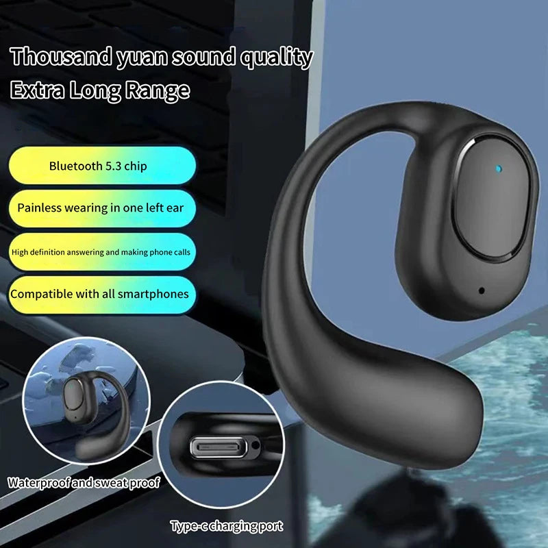 Smart Phones Wireless Bluetooth Earphones Air Conduction OWS Headphone HiFi Ear-Hook Music Sports Noise Cancel Headset