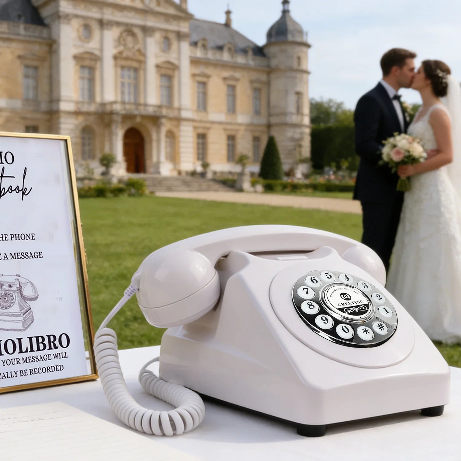 Audiolibro Guestbook Phone Voice Guest Book Wedding Classic Styl Retro Telephone for Wedding Retirement Graduation Birthday Part