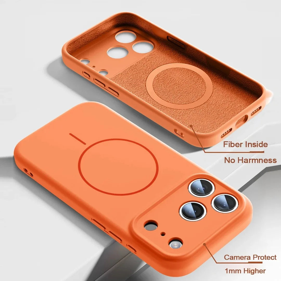 New Liquid Silicone Magnetic Case For iPhone 17 16 15 14 13 12 Pro Max 16 Plus Air Original Soft Cover For iPhone 17 16 Pro Max