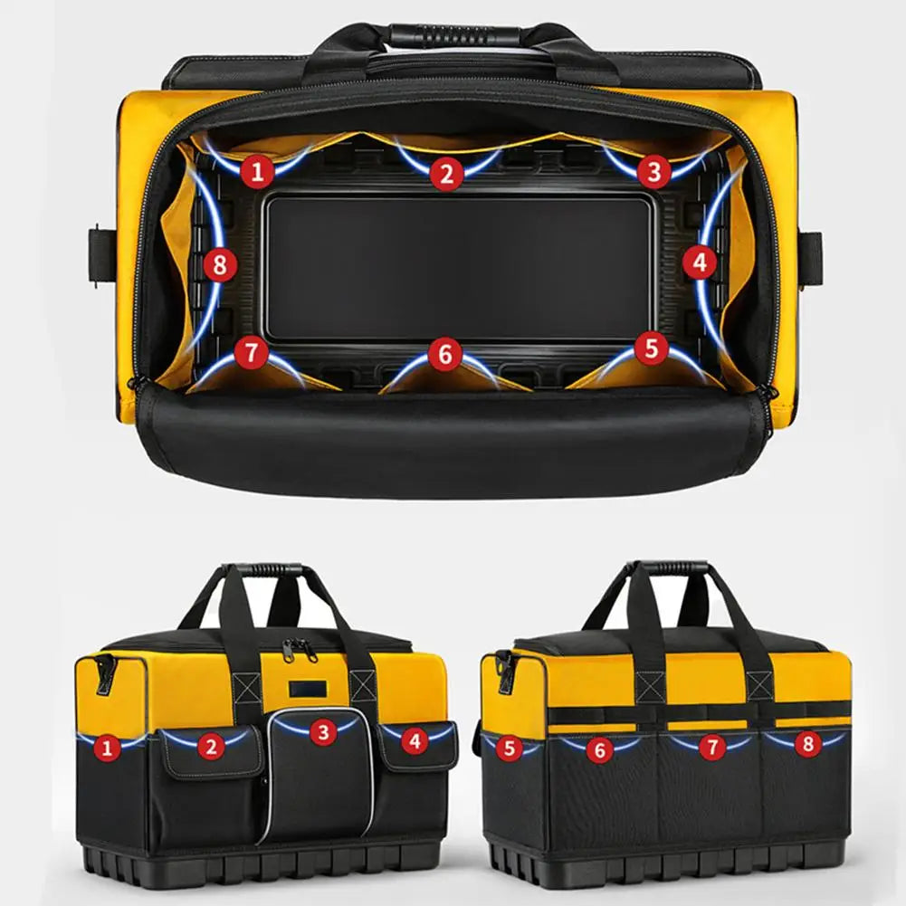 Heavy Duty Electrician Tool Bag Waterproof Multi-Pocket Organizer - Reinforced Oxford Cloth with Adjustable Shoulder Strap
