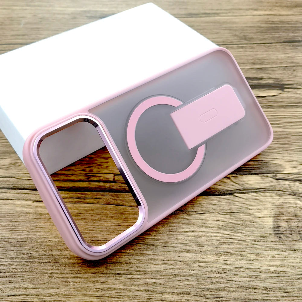 Shockproof Armor Matte Case For iPhone 17 16E 16 15 14 13 12 11 Pro Max Air 17Pro Magsafe Wireless Charge With Stand Full Covers