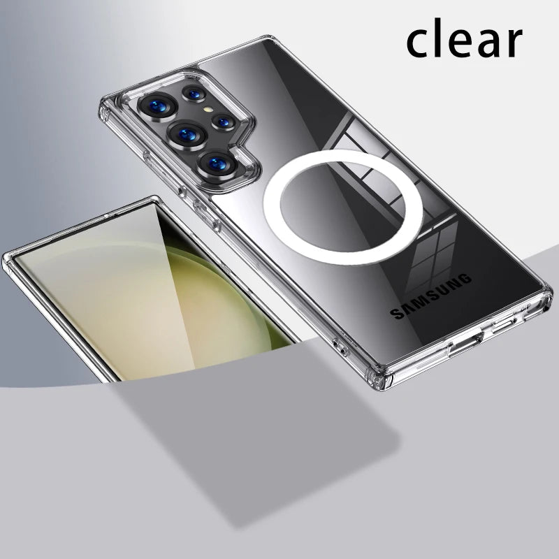Airbags Shockproof Magnetic Wireless Charging Case Shell For Samsmung Galaxy S25 S24 S23 Ultra FE S24 Plus S24+ S23+ Armor Cover