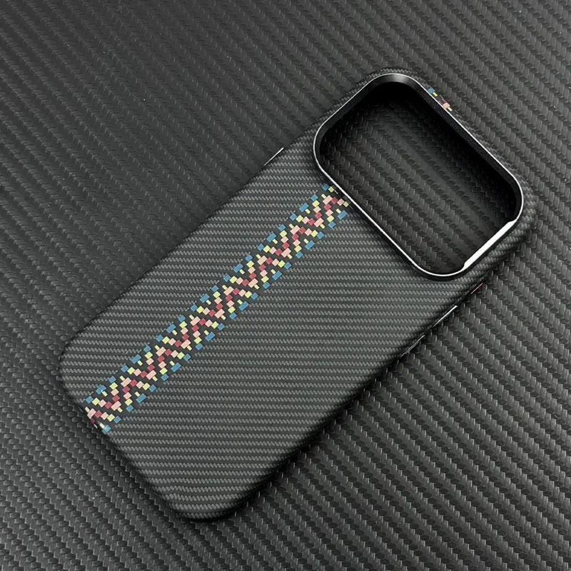 Carbon Fiber Texture Magnetic Armor Case For iphone 17 17Pro Max 16 Pro 15 14 13 Ultrathin Alloy Lens Wireless Charge Hard Cover